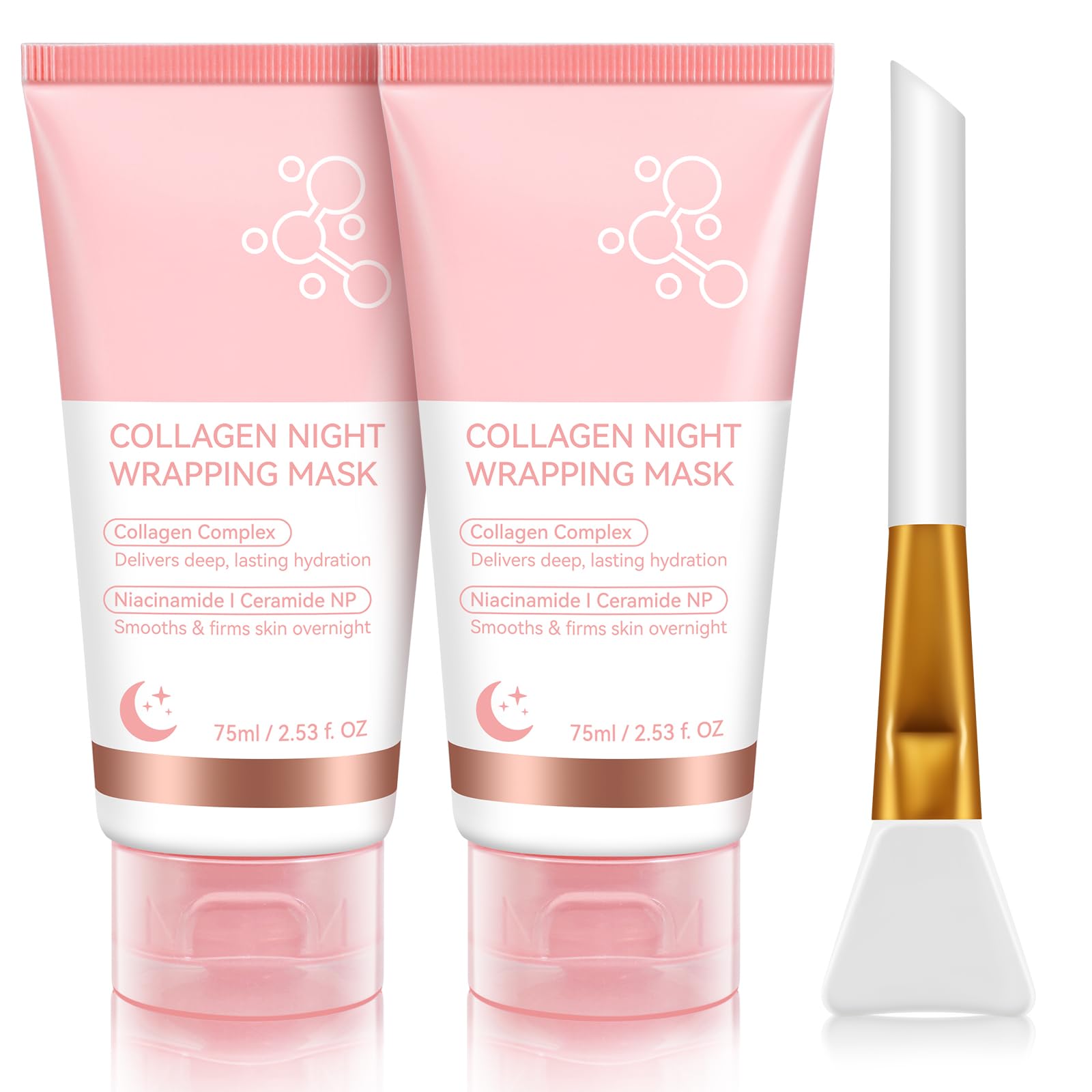 Amazon.com : 2 Pack Collagen Night Wrapping Mask with Brush 2.53